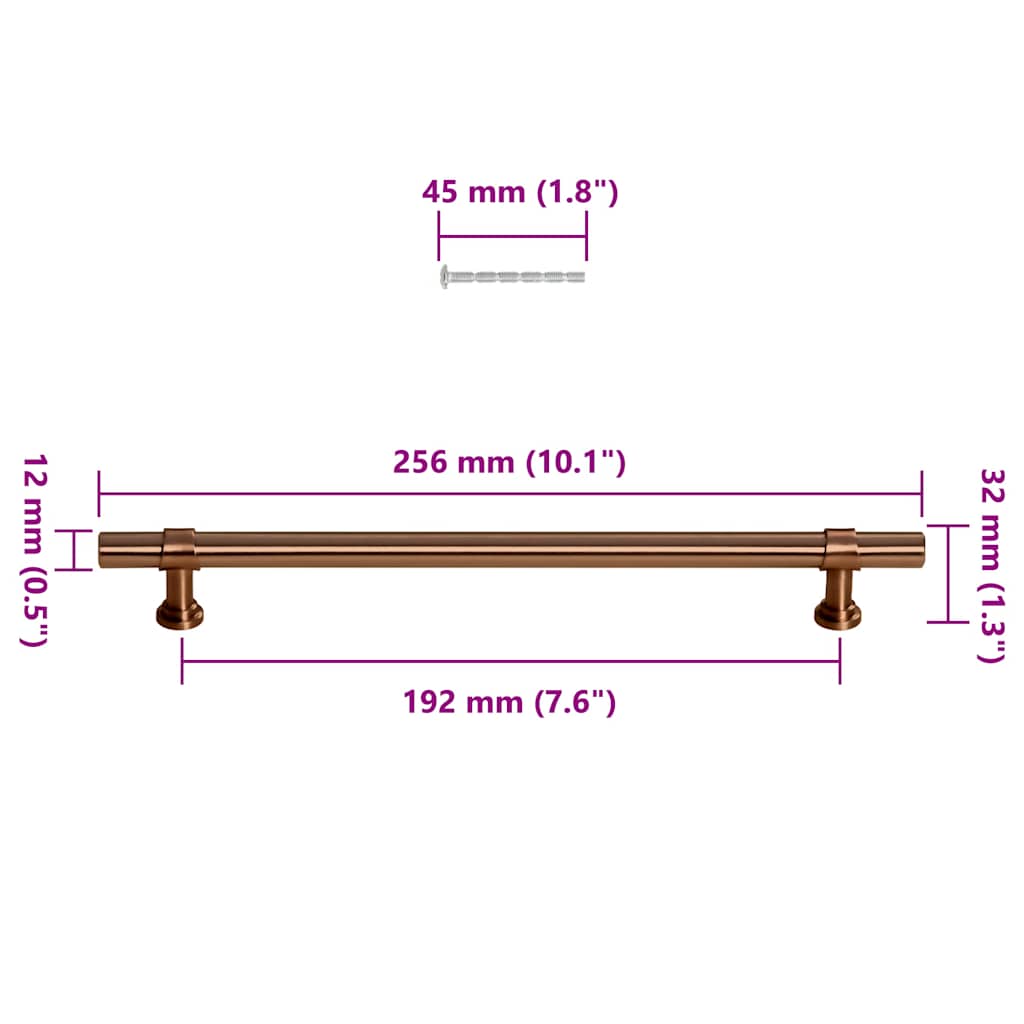 5 db bronz rozsdamentes acél szekrényfogantyú 192 mm