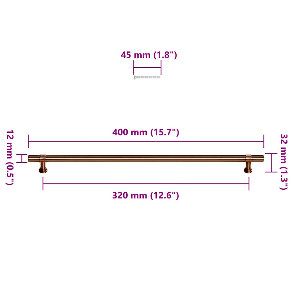 5 db bronz rozsdamentes acél szekrényfogantyú 320 mm