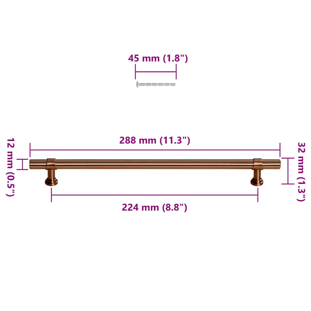 5 db bronz rozsdamentes acél szekrényfogantyú 480 mm