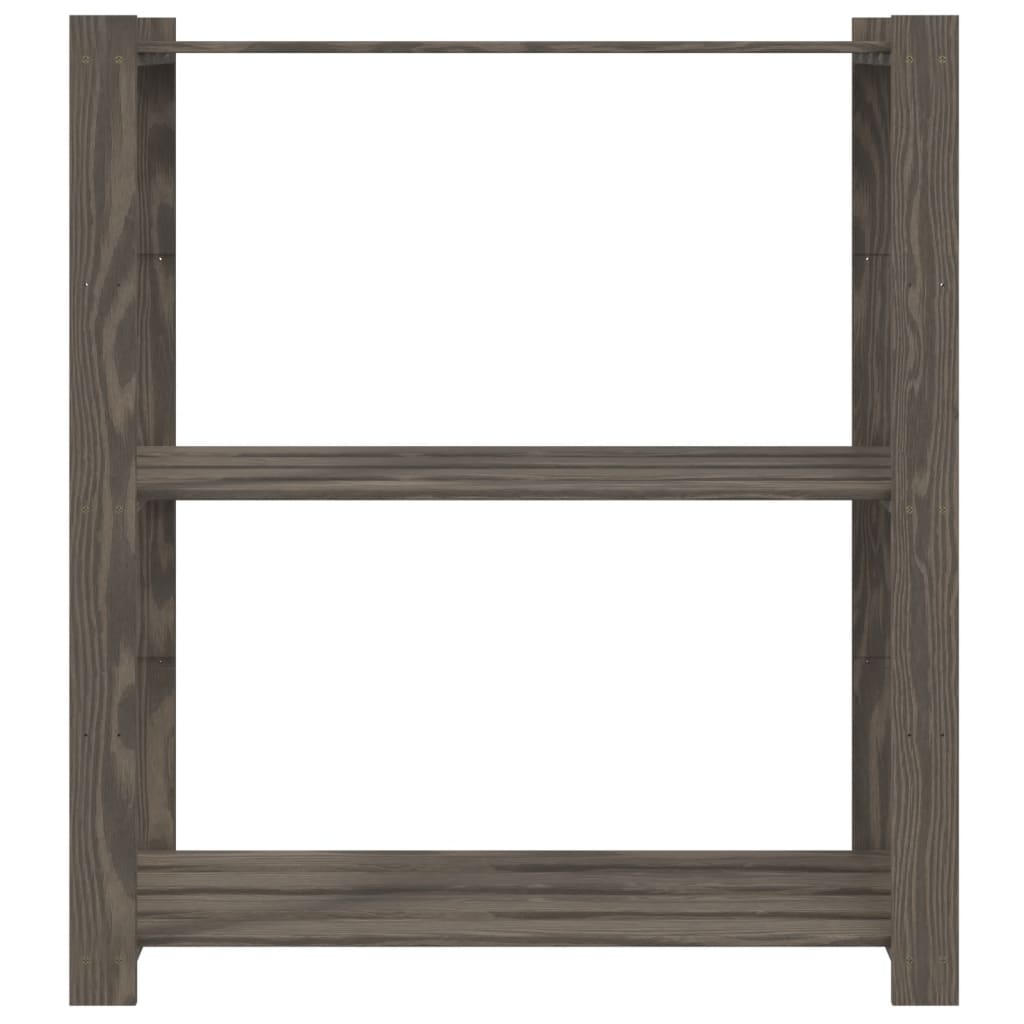 3 szintes szürke tömör fenyőfa tárolóállvány 80x38x90 cm