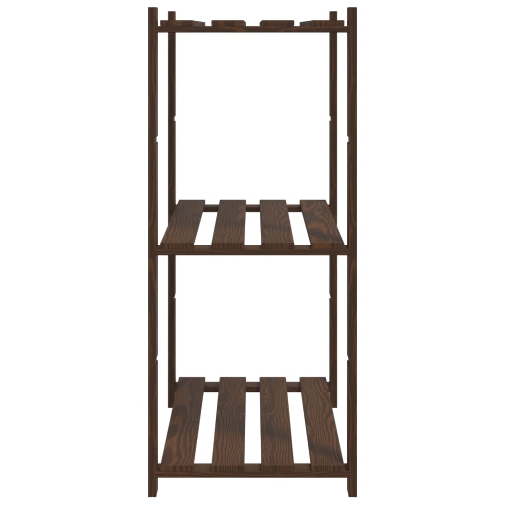 3 szintes barna tömör fenyőfa tárolóállvány 80 x 38 x 90 cm