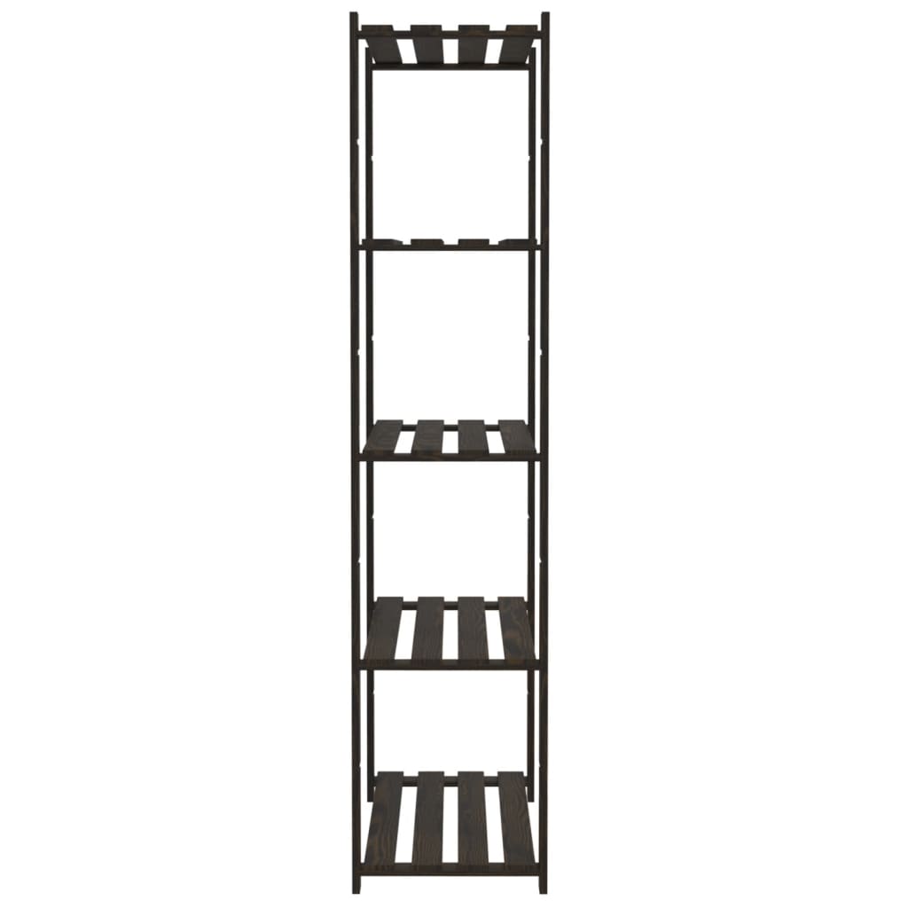 5 szintes fekete tömör fenyőfa tárolóállvány 80x38x170 cm