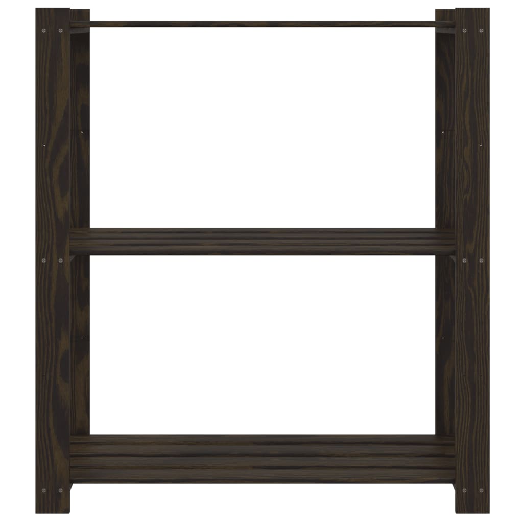 3 szintes fekete tömör fenyőfa tárolóállvány 80 x 38 x 90 cm