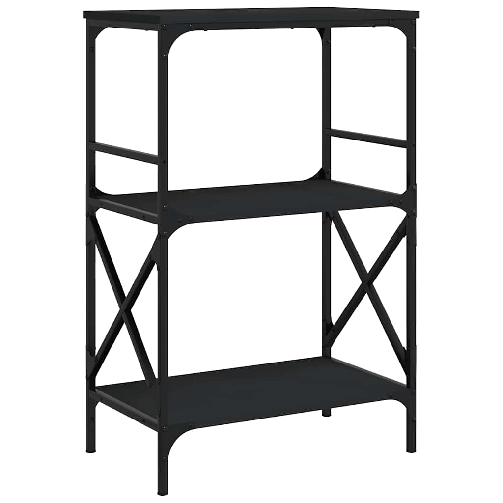 3 szintes fekete szerelt fa könyvespolc 59 x 35 x 90,5 cm