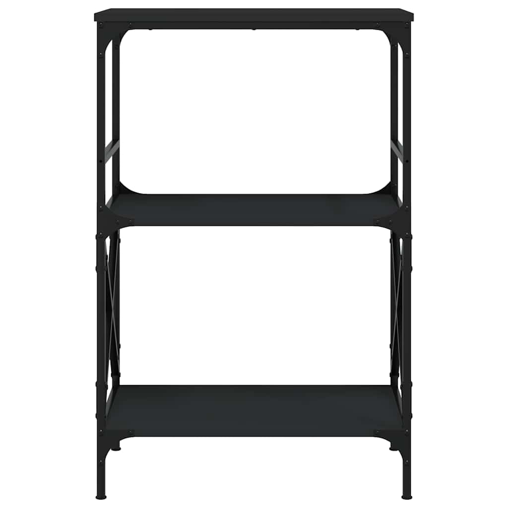3 szintes fekete szerelt fa könyvespolc 59 x 35 x 90,5 cm