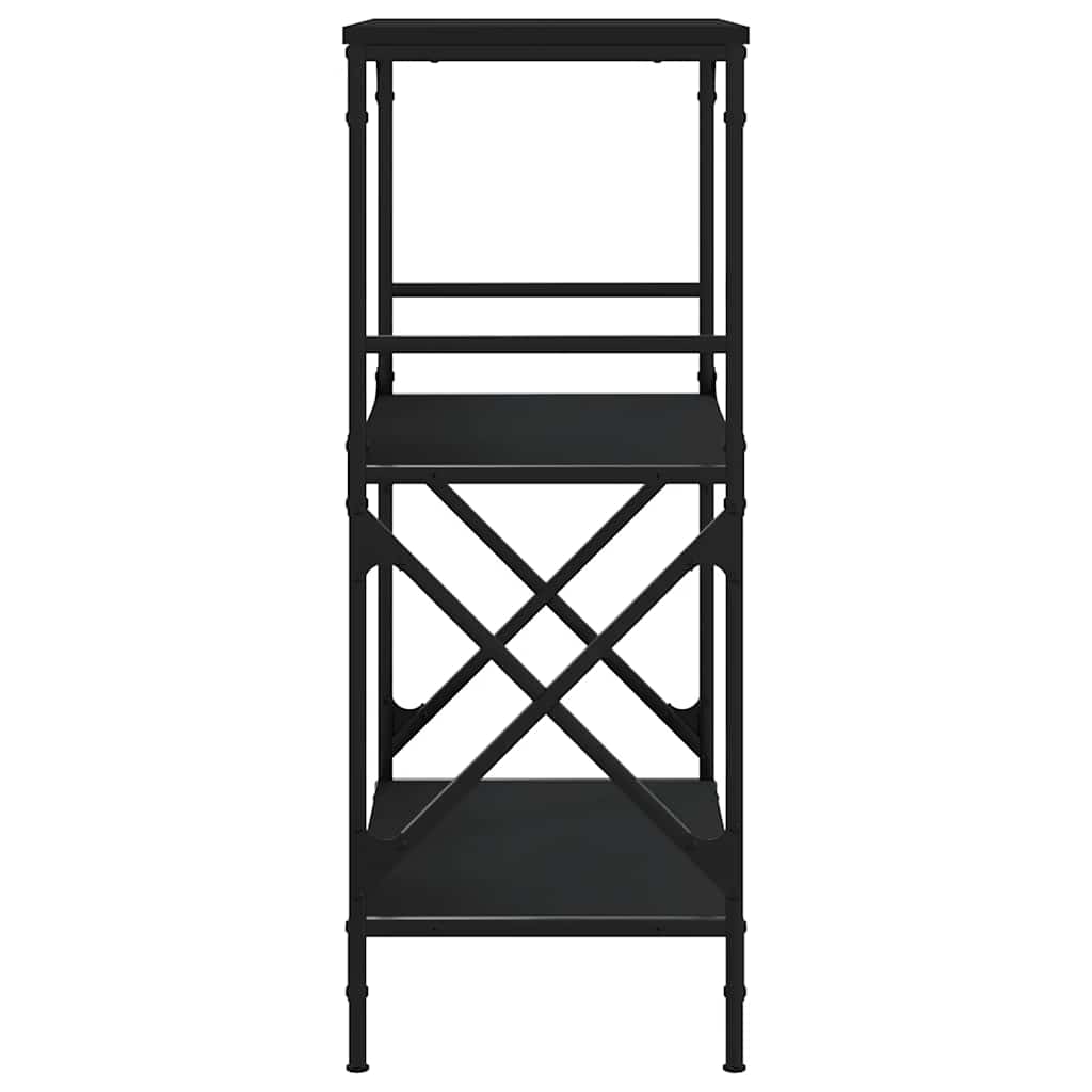 3 szintes fekete szerelt fa könyvespolc 59 x 35 x 90,5 cm