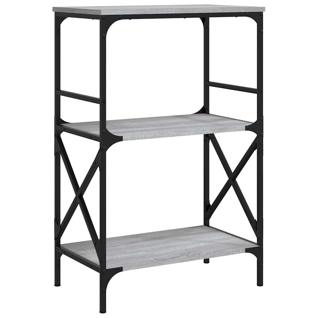3 szintes szürke sonoma szerelt fa könyvespolc 56x35x90,5 cm
