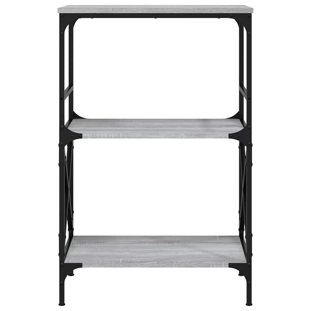 3 szintes szürke sonoma szerelt fa könyvespolc 56x35x90,5 cm
