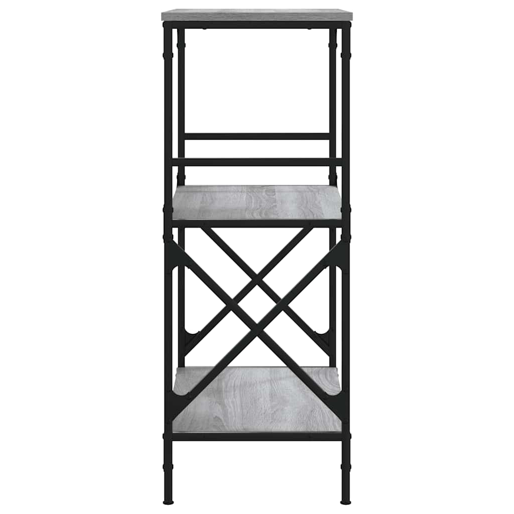 3 szintes szürke sonoma szerelt fa könyvespolc 56x35x90,5 cm