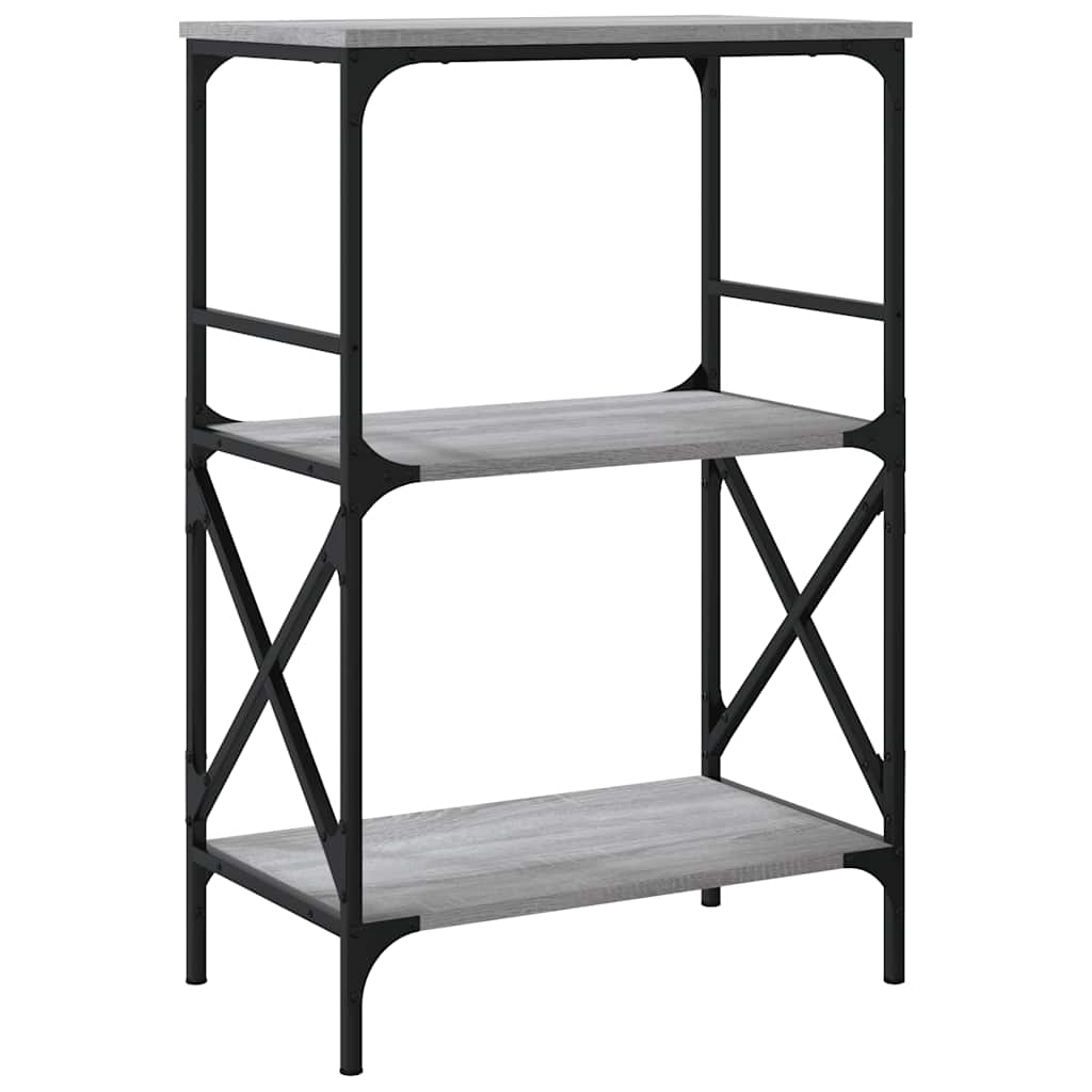 3 szintes szürke sonoma szerelt fa könyvespolc 56x35x90,5 cm