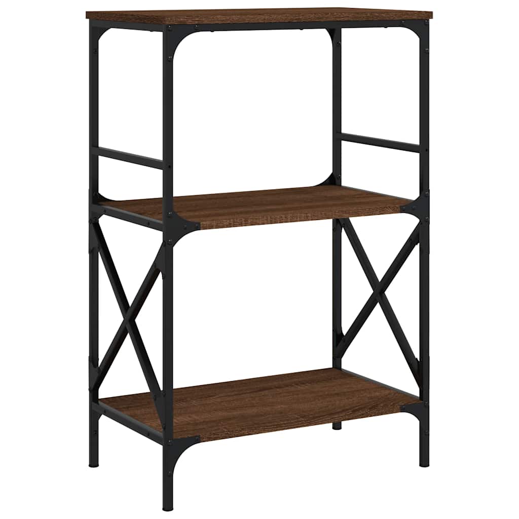 3 szintes barna tölgy szerelt fa könyvespolc 56 x 35 x 90,5 cm