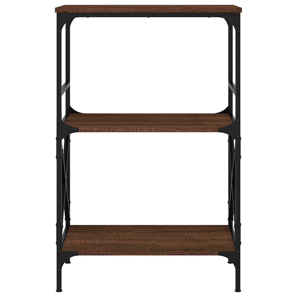 3 szintes barna tölgy szerelt fa könyvespolc 56 x 35 x 90,5 cm