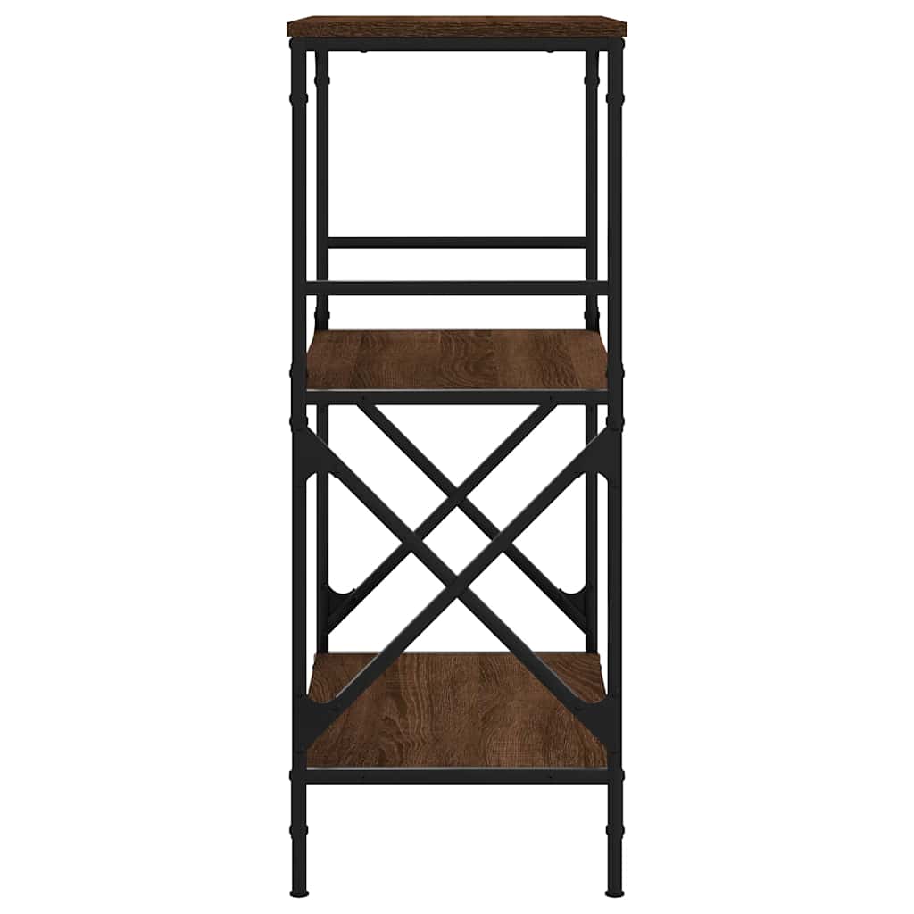 3 szintes barna tölgy szerelt fa könyvespolc 56 x 35 x 90,5 cm