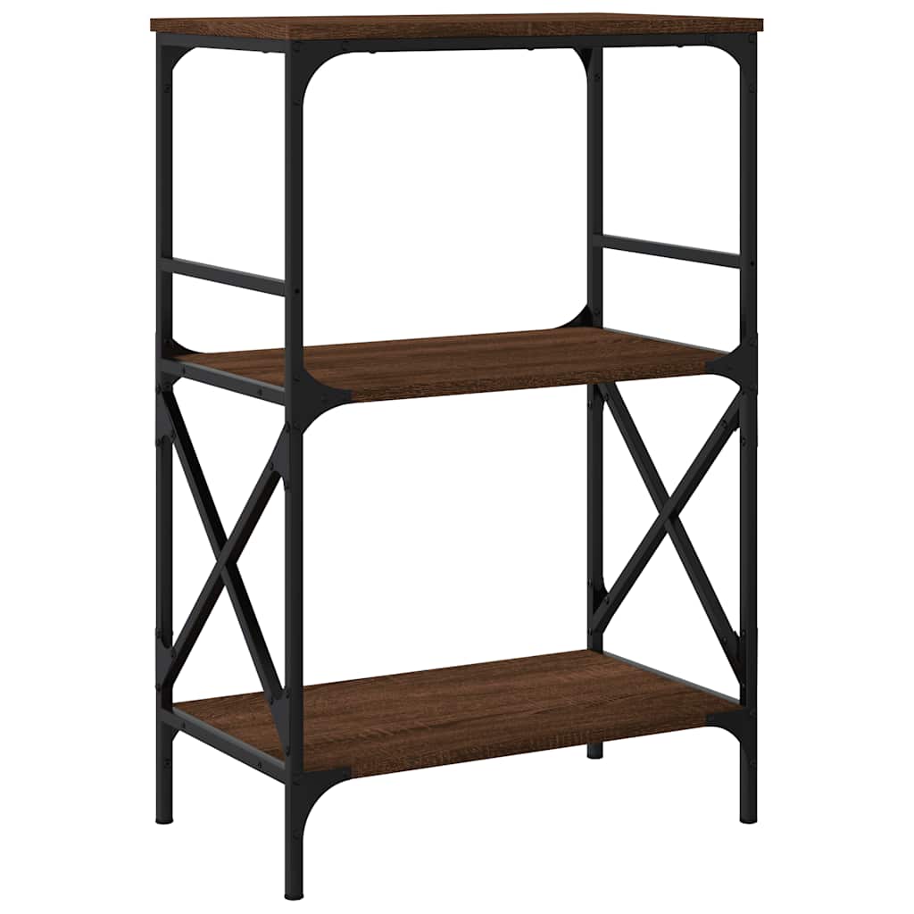 3 szintes barna tölgy szerelt fa könyvespolc 56 x 35 x 90,5 cm