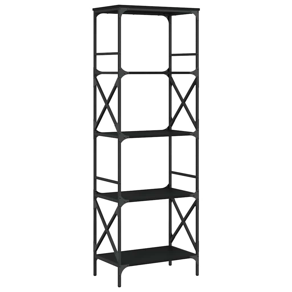 5 szintes fekete szerelt fa könyvespolc 59 x 35 x 132 cm