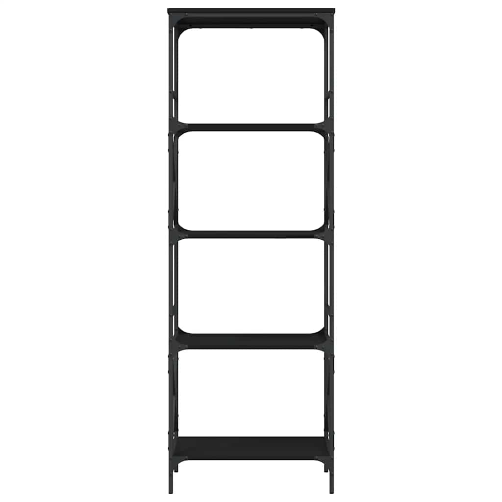 5 szintes fekete szerelt fa könyvespolc 59 x 35 x 132 cm