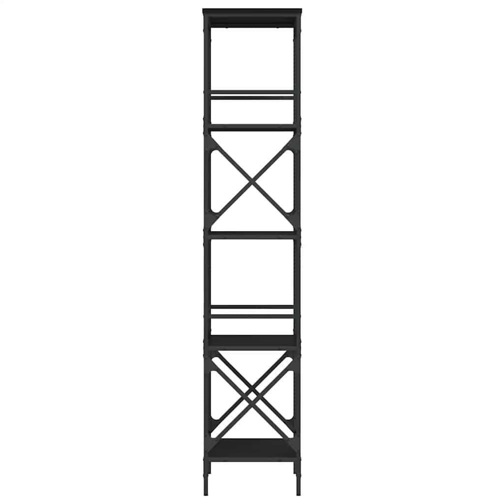 5 szintes fekete szerelt fa könyvespolc 59 x 35 x 132 cm