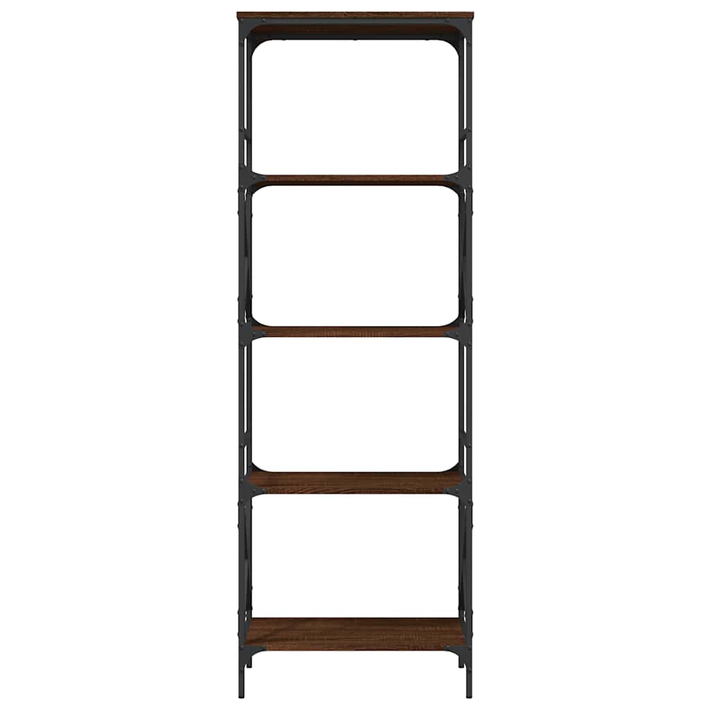 5 szintes barna tölgy színű szerelt fa könyvespolc 56x35x171 cm