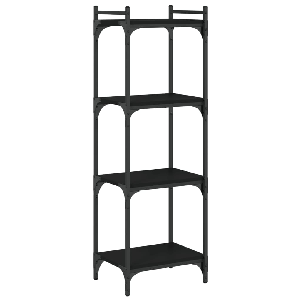 4 szintes fekete szerelt fa könyvespolc 40 x 30 x 120 cm