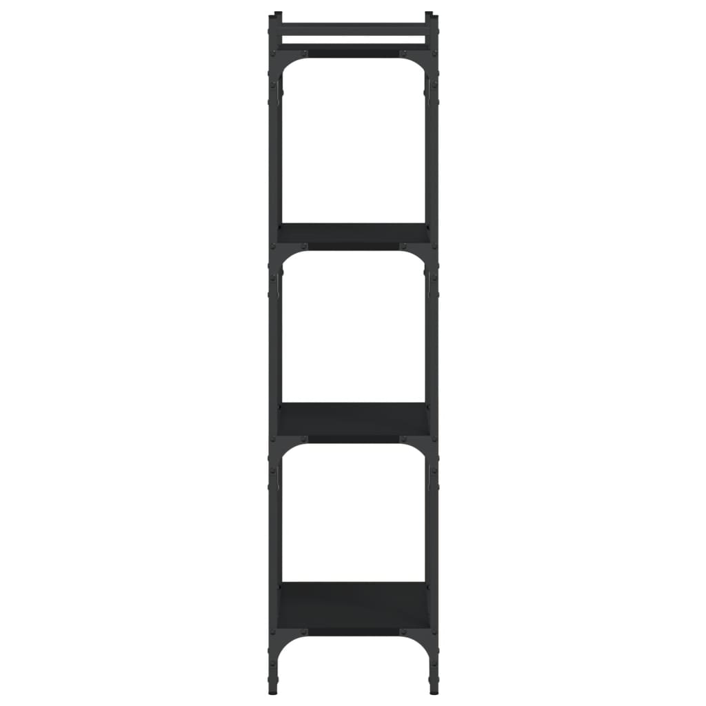 4 szintes fekete szerelt fa könyvespolc 40 x 30 x 120 cm