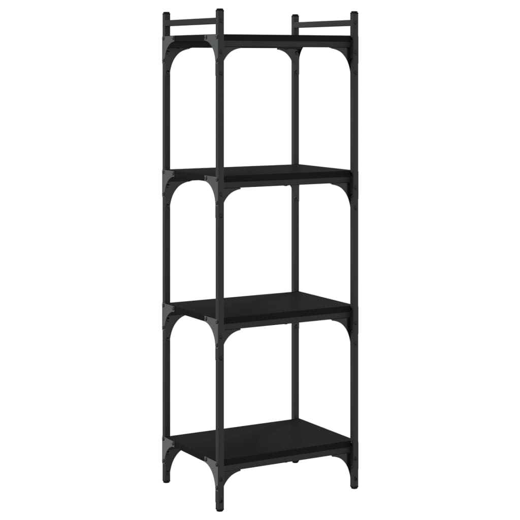 4 szintes fekete szerelt fa könyvespolc 40 x 30 x 120 cm