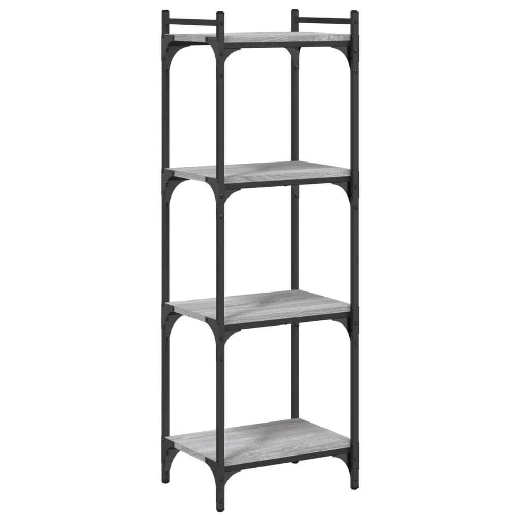 4 szintes szürke sonoma szerelt fa könyvespolc 40 x 30 x 120 cm