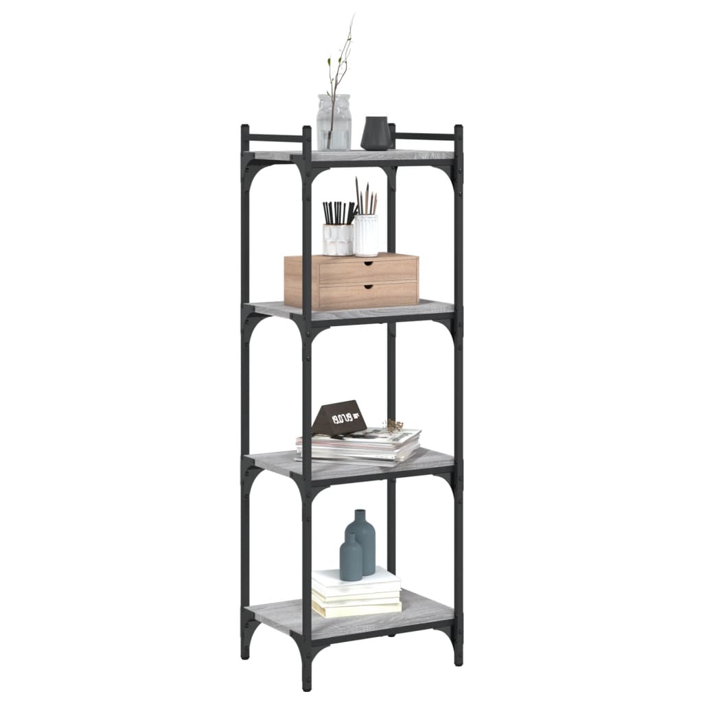 4 szintes szürke sonoma szerelt fa könyvespolc 40 x 30 x 120 cm