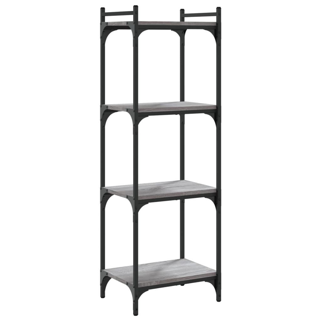 4 szintes szürke sonoma szerelt fa könyvespolc 40 x 30 x 120 cm