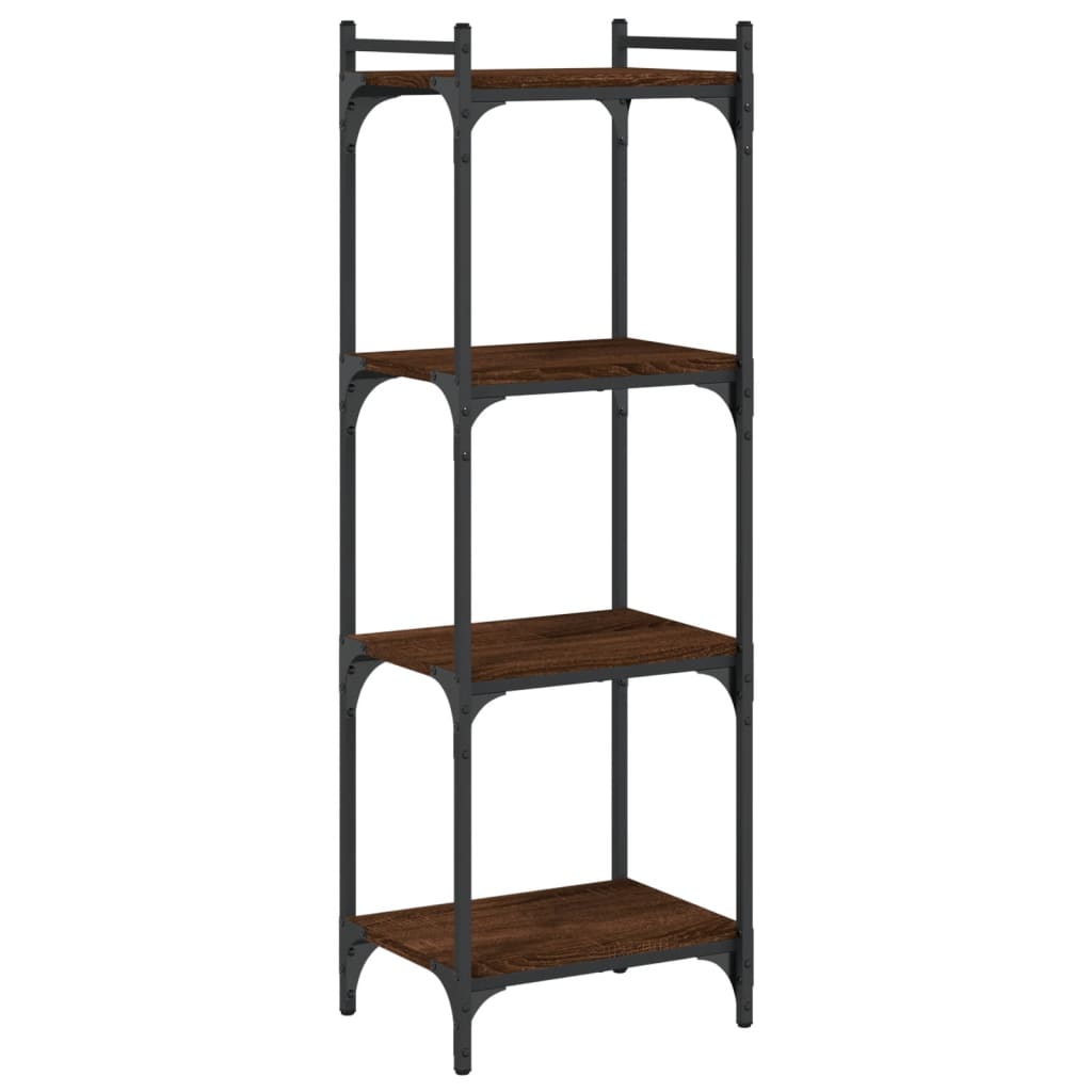 4 szintes barna tölgy színű szerelt fa könyvespolc 40x30x120 cm