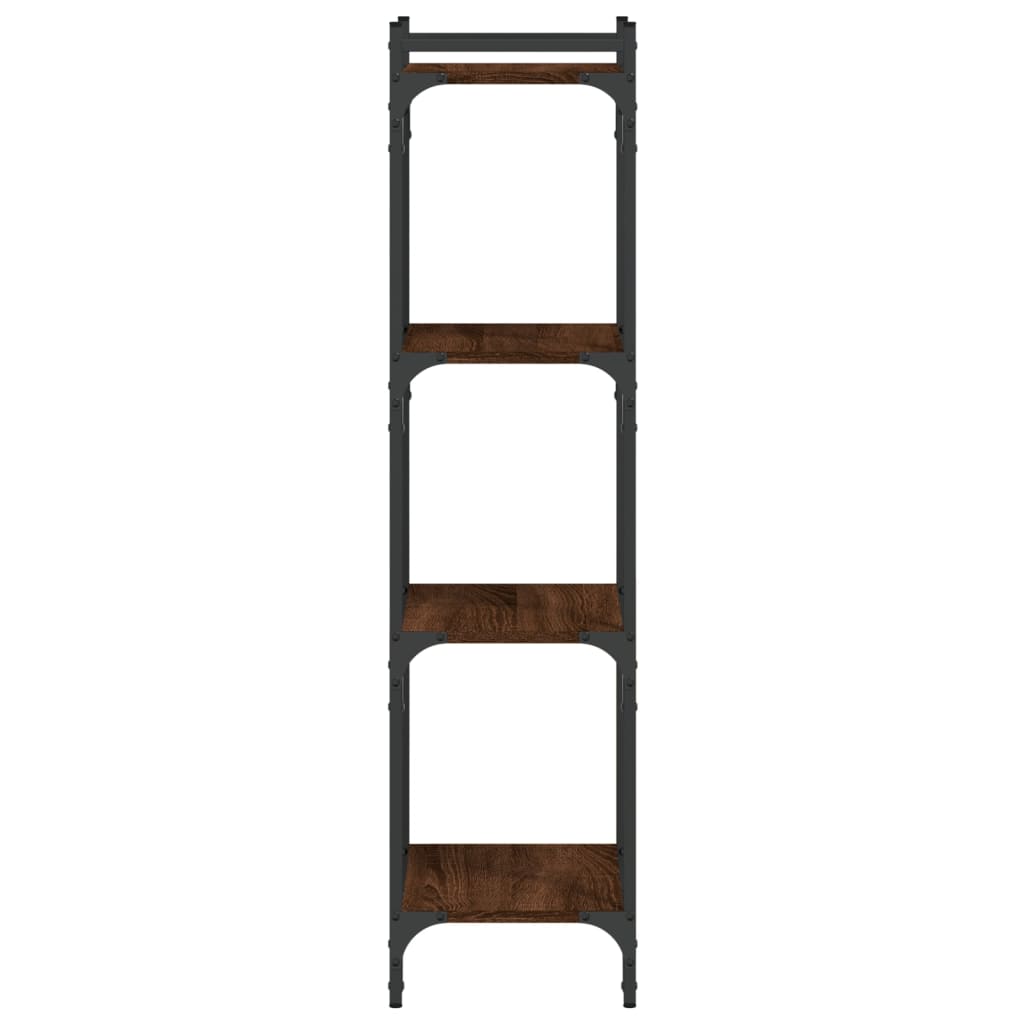 4 szintes barna tölgy színű szerelt fa könyvespolc 40x30x120 cm