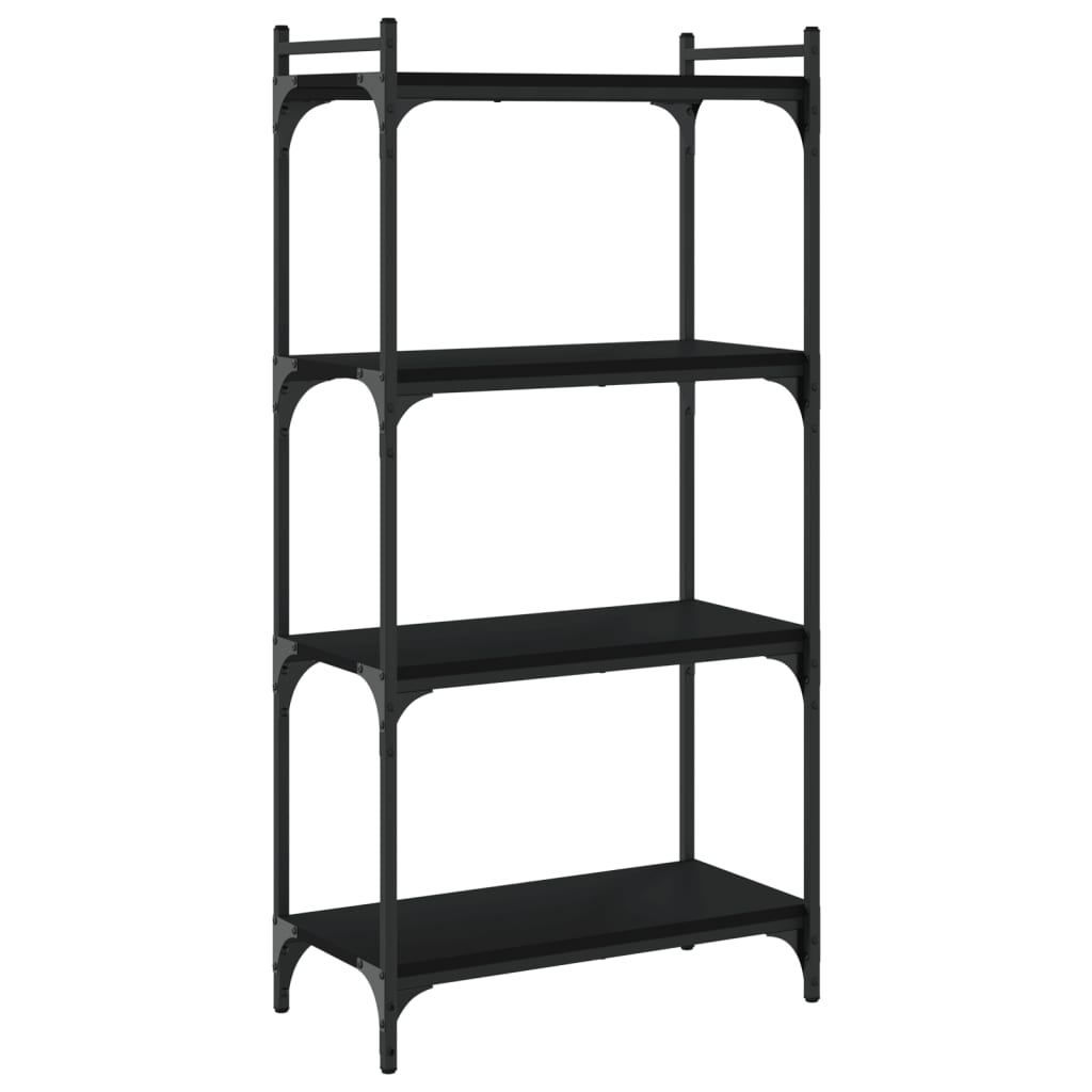4 szintes fekete szerelt fa könyvespolc 60 x 30 x 120 cm
