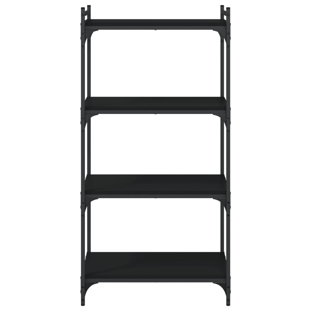 4 szintes fekete szerelt fa könyvespolc 60 x 30 x 120 cm