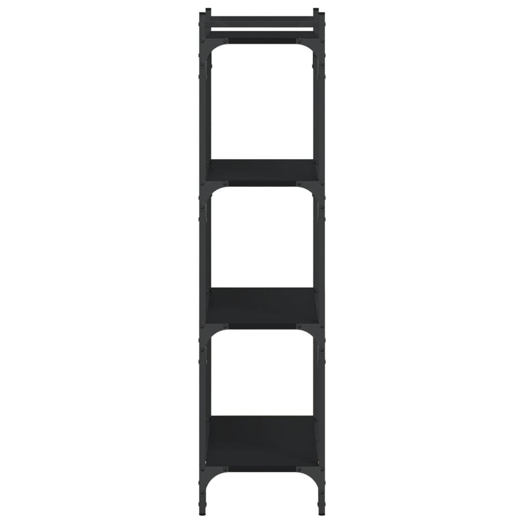 4 szintes fekete szerelt fa könyvespolc 60 x 30 x 120 cm