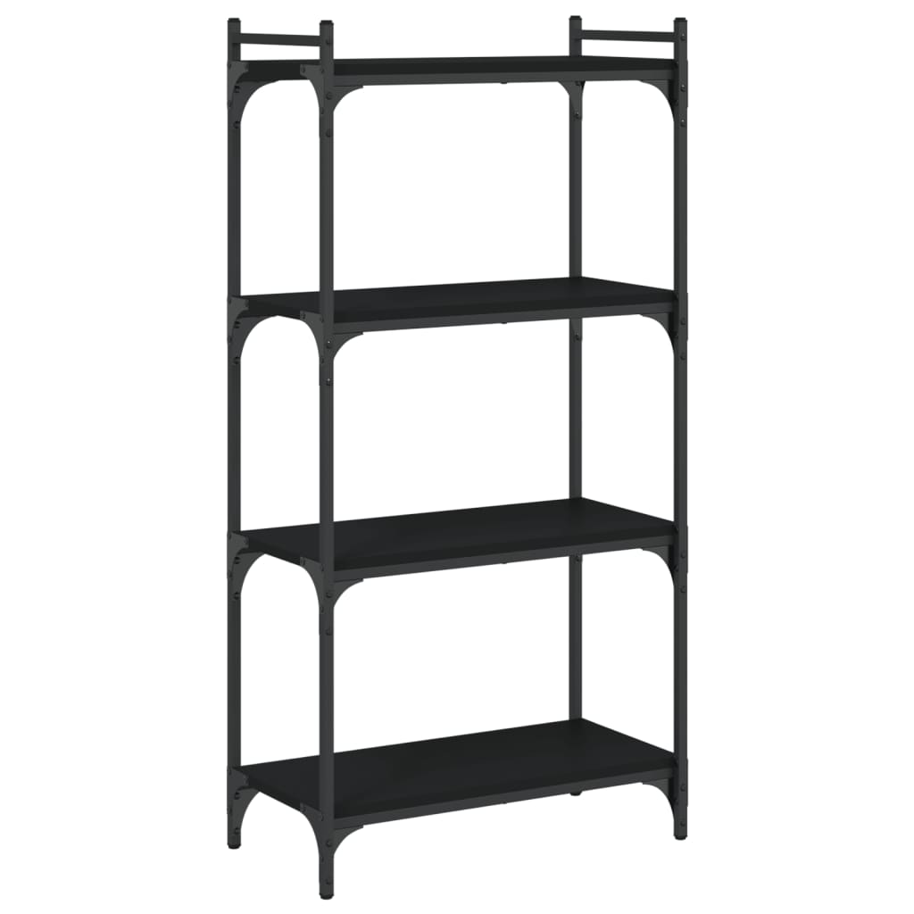 4 szintes fekete szerelt fa könyvespolc 60 x 30 x 120 cm