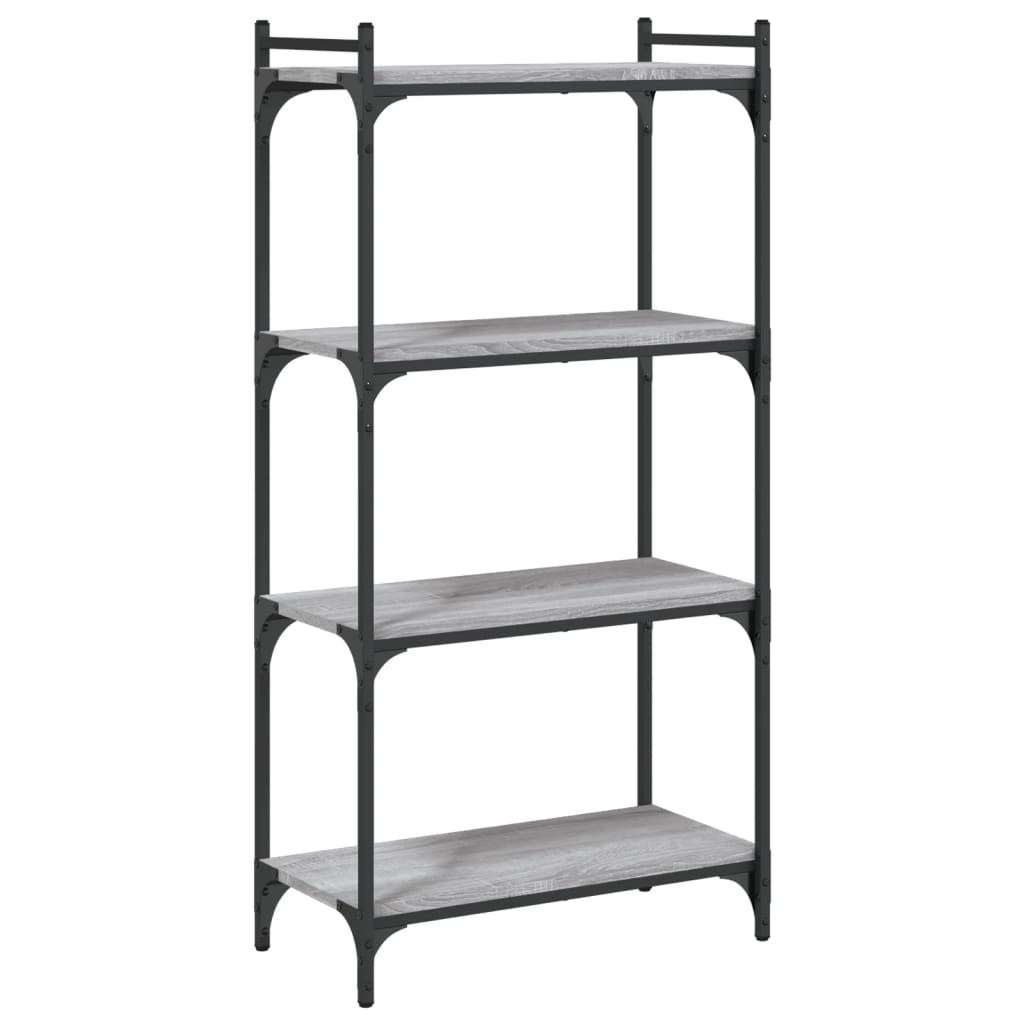 4 szintes szürke sonoma szerelt fa könyvespolc 60 x 30 x 120 cm