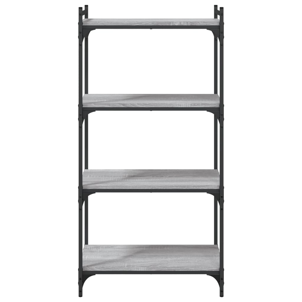 4 szintes szürke sonoma szerelt fa könyvespolc 60 x 30 x 120 cm
