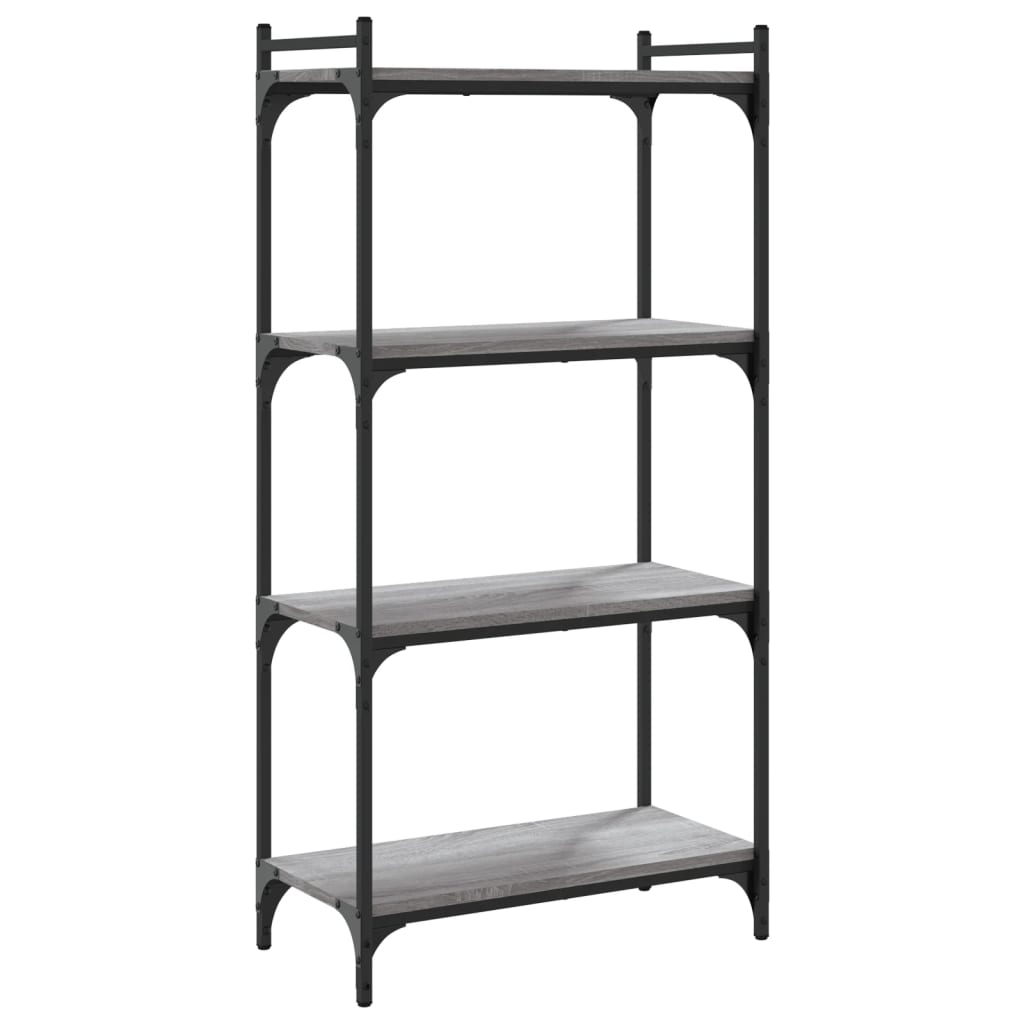 4 szintes szürke sonoma szerelt fa könyvespolc 60 x 30 x 120 cm