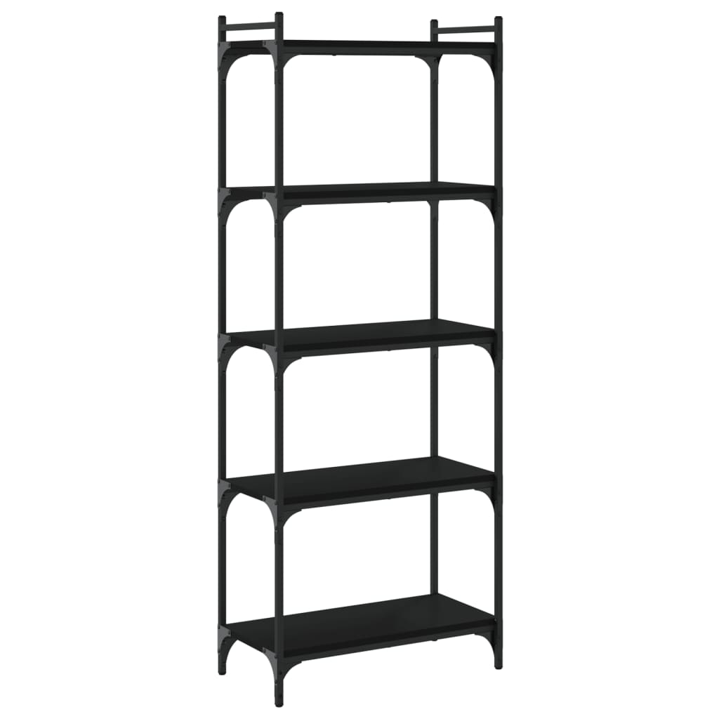 5 szintes fekete szerelt fa könyvespolc 60 x 30 x 154 cm