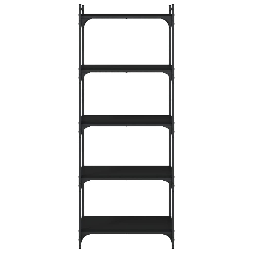 5 szintes fekete szerelt fa könyvespolc 60 x 30 x 154 cm