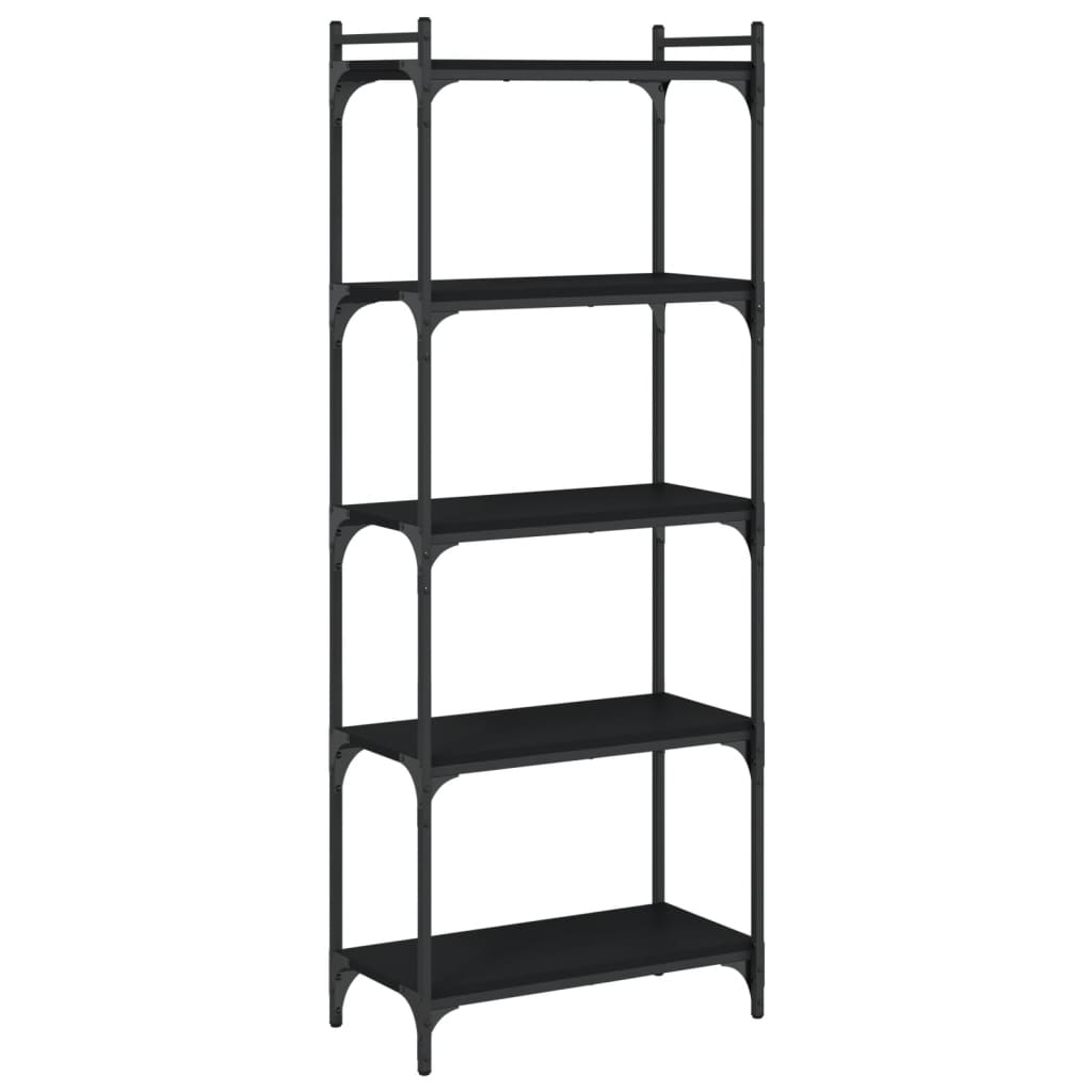 5 szintes fekete szerelt fa könyvespolc 60 x 30 x 154 cm