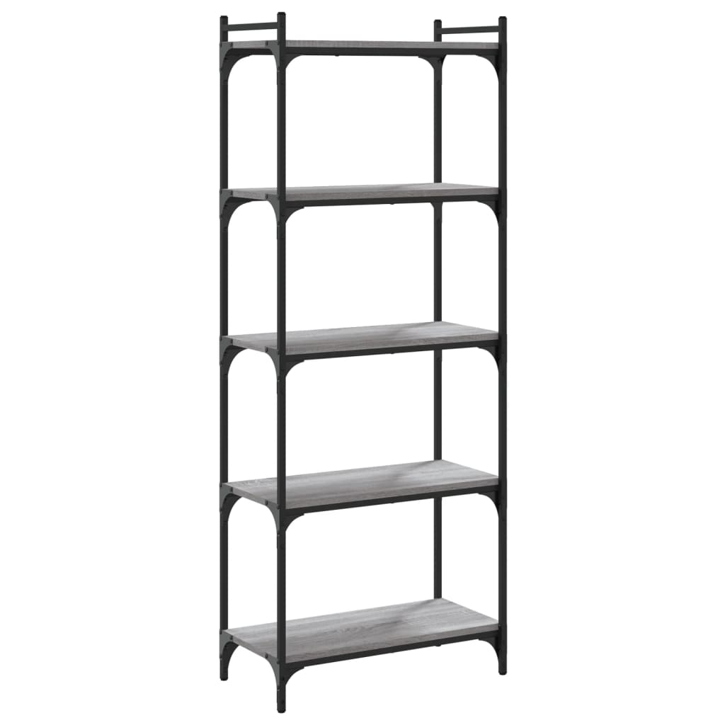 5 szintes szürke sonoma szerelt fa könyvespolc 60 x 30 x 120 cm