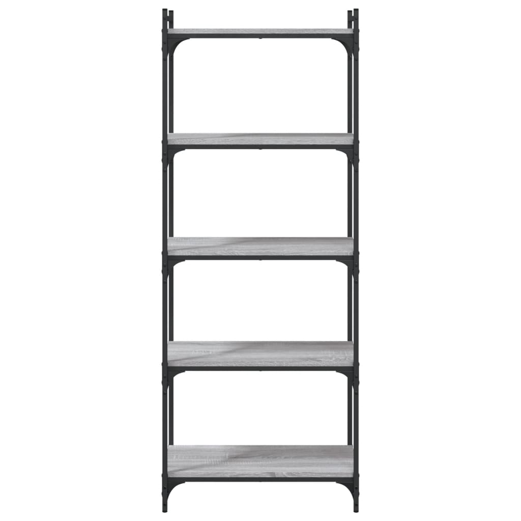 5 szintes szürke sonoma szerelt fa könyvespolc 60 x 30 x 120 cm