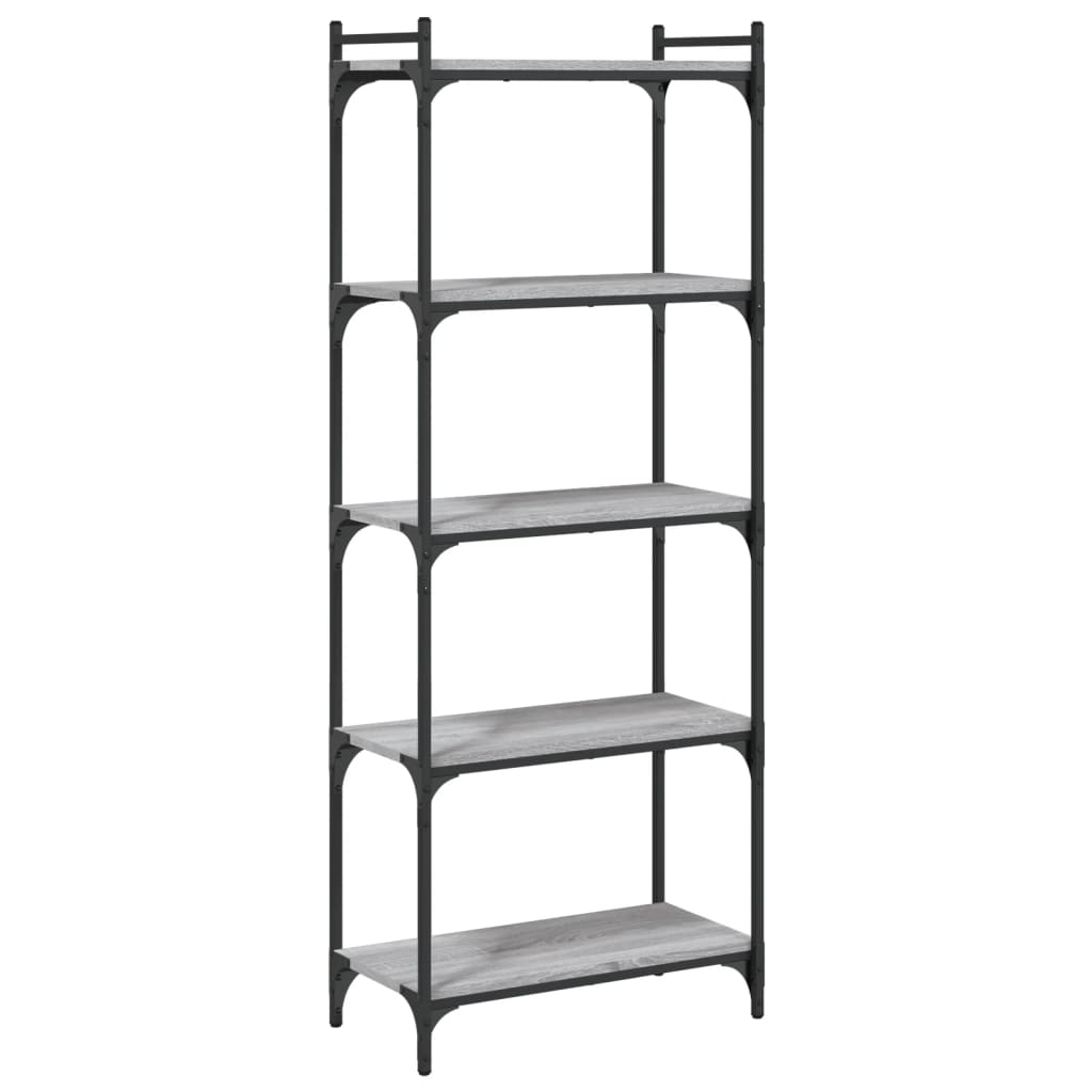 5 szintes szürke sonoma szerelt fa könyvespolc 60 x 30 x 120 cm