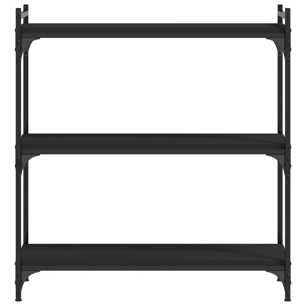 3 szintes fekete szerelt fa könyvespolc 80 x 30 x 86 cm