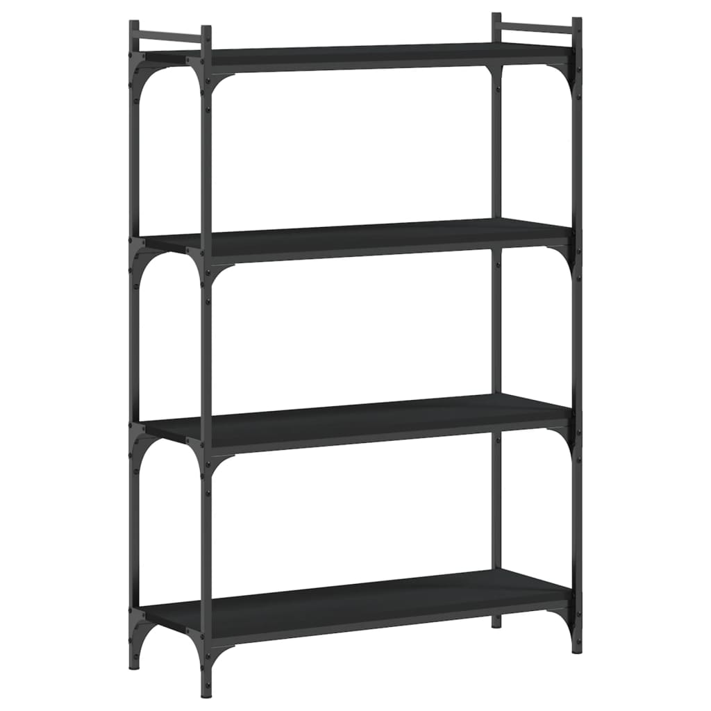 4 szintes fekete szerelt fa könyvespolc 80 x 30 x 120 cm
