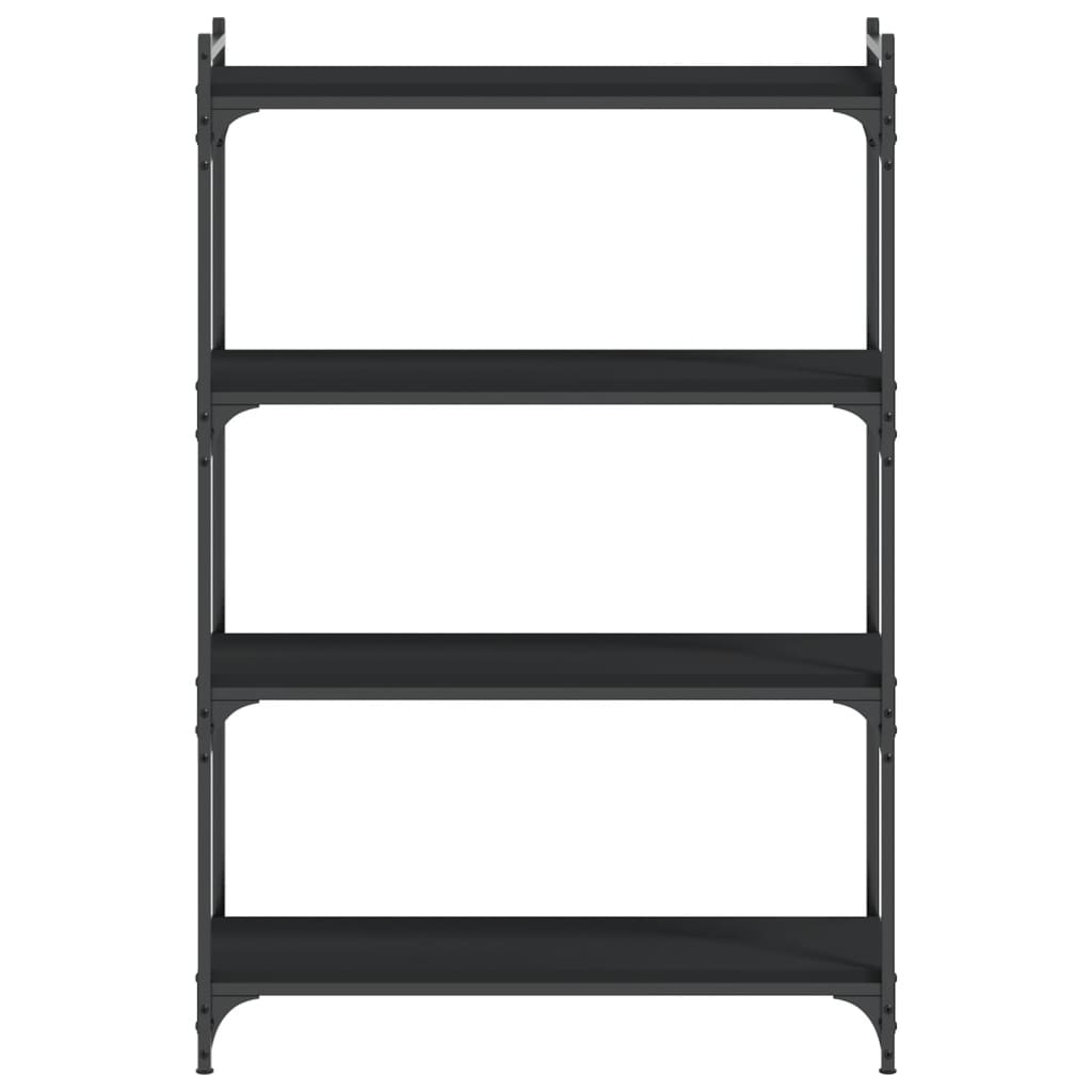 4 szintes fekete szerelt fa könyvespolc 80 x 30 x 120 cm