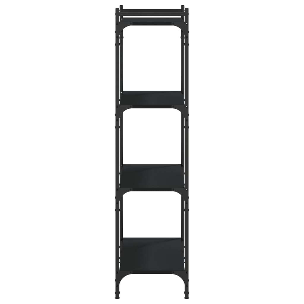 4 szintes fekete szerelt fa könyvespolc 80 x 30 x 120 cm