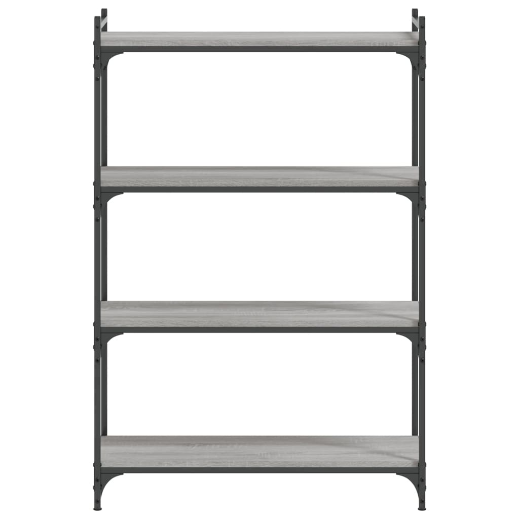 4 szintes szürke sonoma szerelt fa könyvespolc 80 x 30 x 120 cm