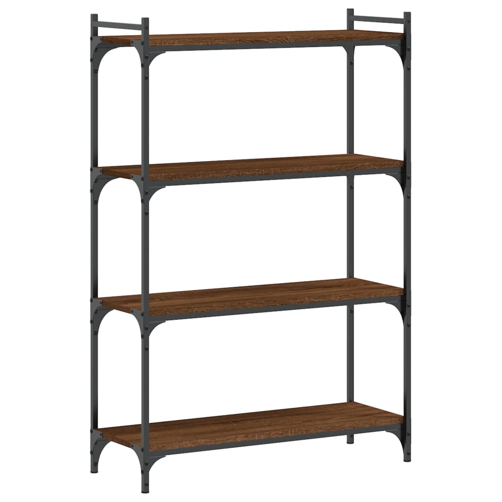 4 szintes barna tölgy színű szerelt fa könyvespolc 80x30x120 cm