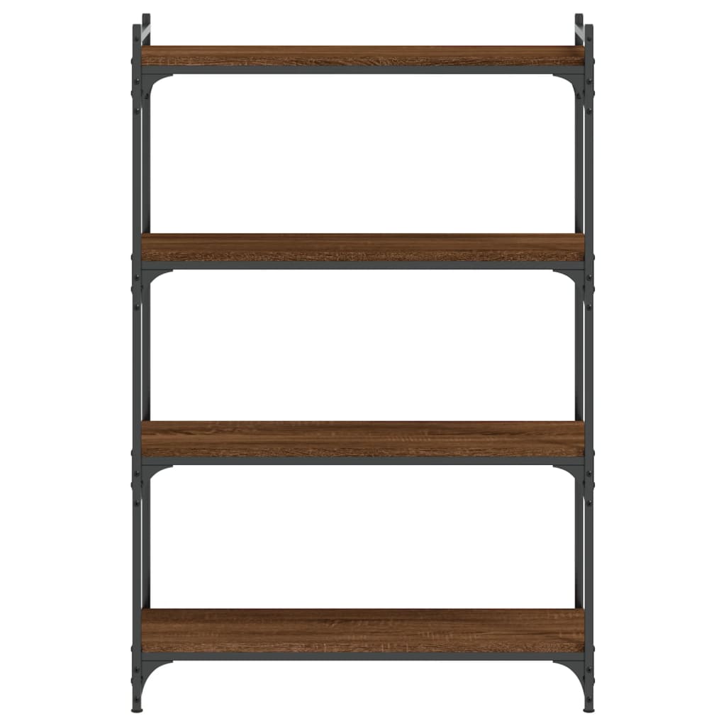 4 szintes barna tölgy színű szerelt fa könyvespolc 80x30x120 cm